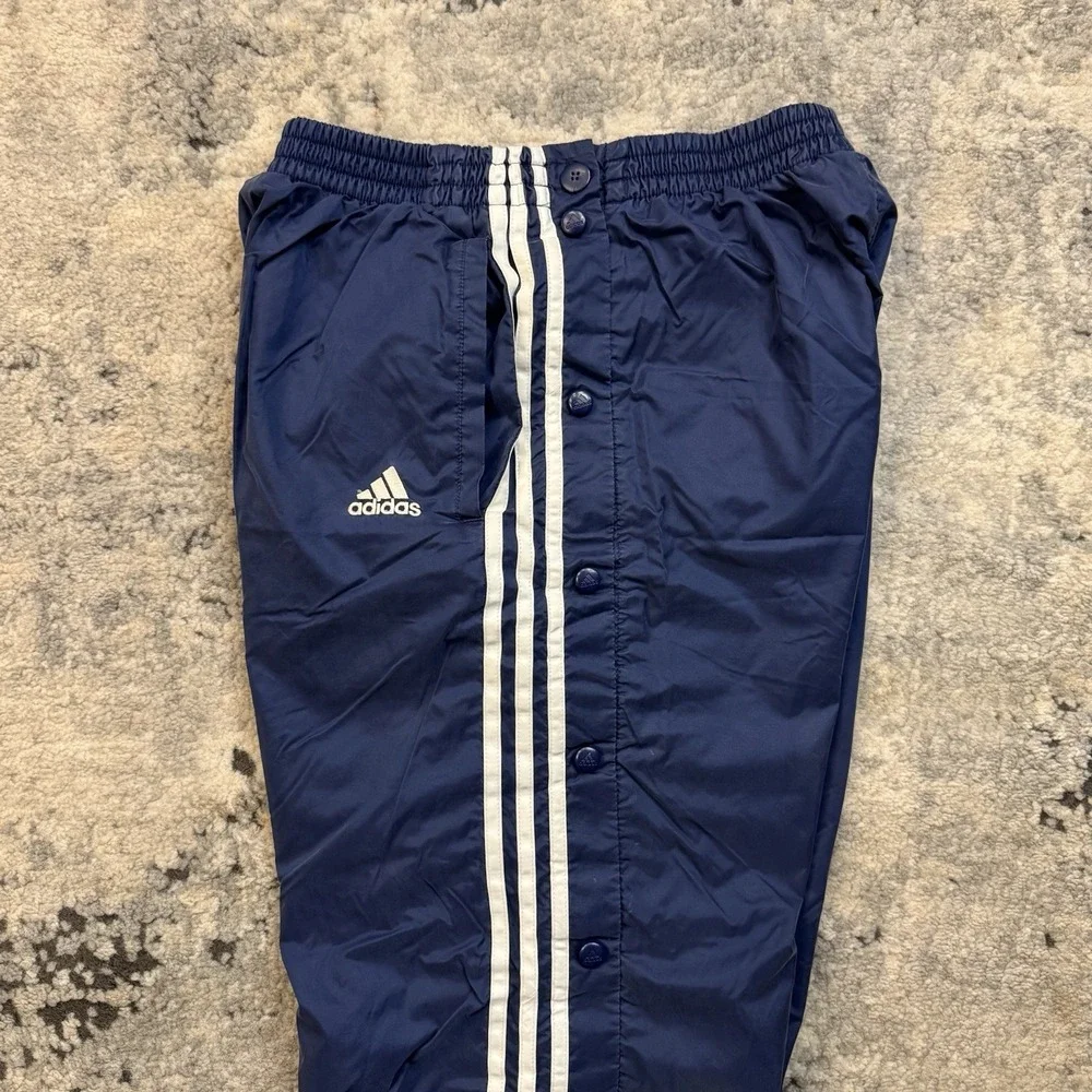 Vintage Y2K Adidas Track Pants Men M Blue Nylon Lined Swooshy Retro 2000s